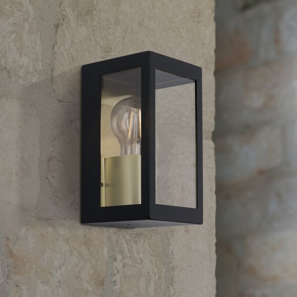 ORION Aplică de exterior Lumina, negru-auriu, oțel inoxidabil, sticlă, IP44, reglabil, Negru, Oțel inoxidabil, Modern
