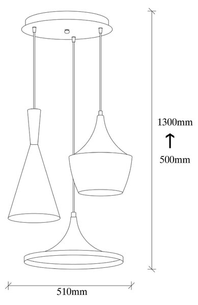 Lustra Amelie, Negru - Auriu, 51x51x130 cm
