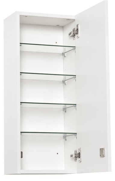 Dulapior de Perete pentru Medicamente cu Încuietoare, 5 Niveluri si Rafturi Reglabile, din Lemn si Sticla, Alb 30x20x70cm Kleankin | Aosom Romania