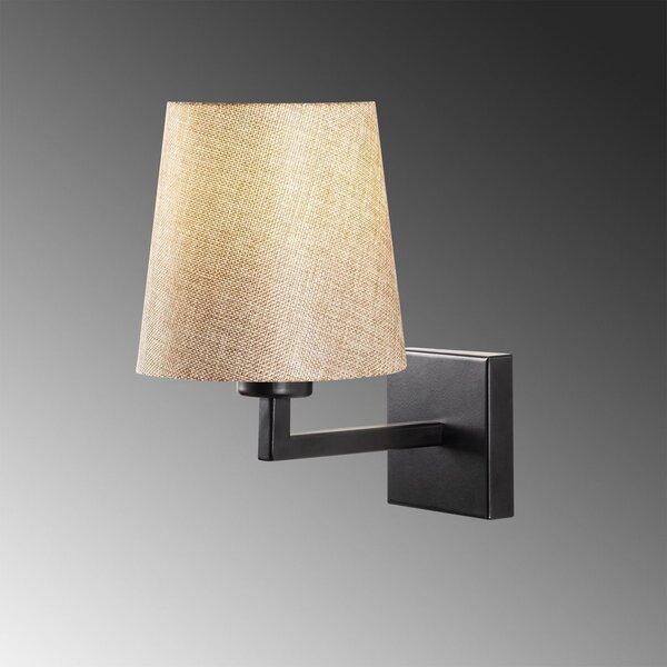 Opviq Aplică de perete Profil, negru/crem, metal/țesătură, înălțime 30 cm, reglabil, Negru, Camera de zi / sufragerie, Metal
