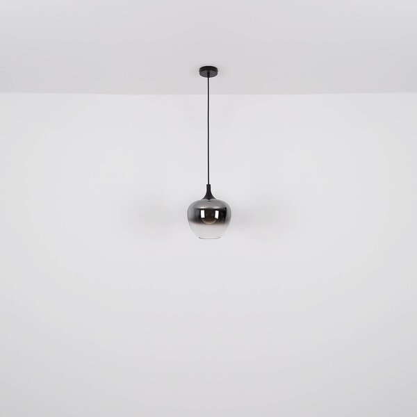 Globo Lampă suspendată Maxy, lungime 100 cm, gri fum, sticlă, 4 becuri., reglabil, Gri, Camera de zi / sufragerie, Sticlă