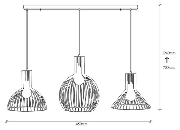 Lustra Luminar 68, Negru, 145x38x158 cm