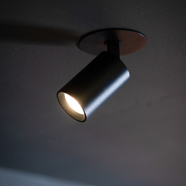 The Light Group SLC LED spot de încastrat ART, 1 bec, negru, 3.000 K, aluminiu, reglabil, Negru, Camera de zi / sufragerie, Aluminiu, Modern