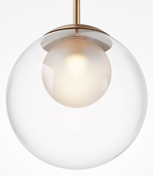 Maytoni lampă suspendată Basic form, transparent / auriu, 1 bec, sticlă, reglabil, Transparent, Camera de zi / sufragerie, Sticlă, Modern, glob