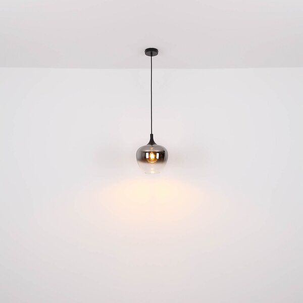 Globo Lampă suspendată Maxy, lungime 86 cm, gri fum, sticlă, 6 becuri., reglabil, Gri, Camera de zi / sufragerie, Sticlă