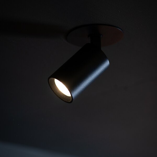 The Light Group SLC LED spot de încastrat ART, 1 bec, negru, 2.700 K, aluminiu, reglabil, Negru, Camera de zi / sufragerie, Aluminiu, Modern