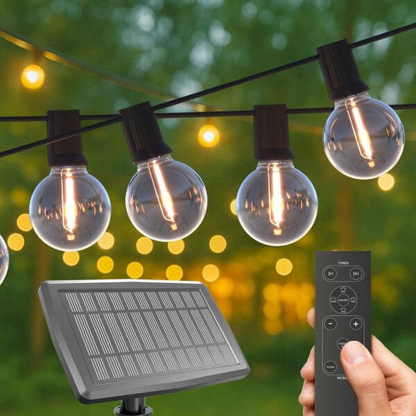 Calex Ghirlandă luminoasă LED solară Vista, lungime 10 metri, IP44, reglabil, Transparent, Plastic