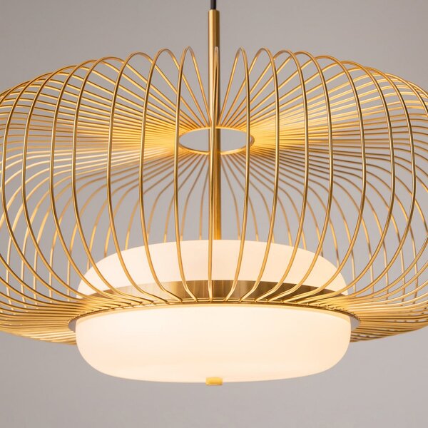 Maytoni Lampă suspendată LED Levitation, Ø 50 cm, culoarea alamei, Auriu / Alamă, Camera de zi / sufragerie, Metal, Design