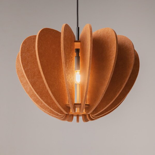 Maytoni lampă suspendată Cambio, maro, Ø 47,5 cm, pâslă, E27, reglabil, Maro / Rugină, Camera de zi / sufragerie, Țesătură / Textil, Modern
