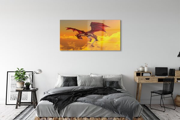 Tablouri pe sticlă Cer nori dragon