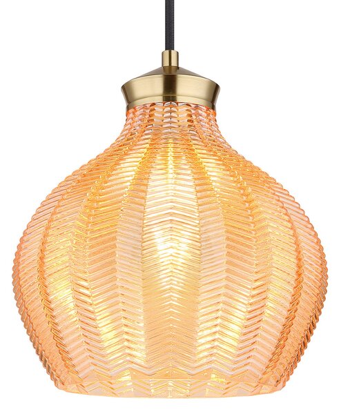Globo Lampă suspendată Jessica, Ø 22 cm, culoarea chihlimbarului, sticlă, reglabil, Bej, Camera de zi / sufragerie, Sticlă