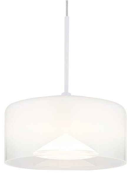 Globo Lampă suspendată LED Belinda, Ø 15 cm, alb, sticlă, Alb, Camera de zi / sufragerie, Sticlă