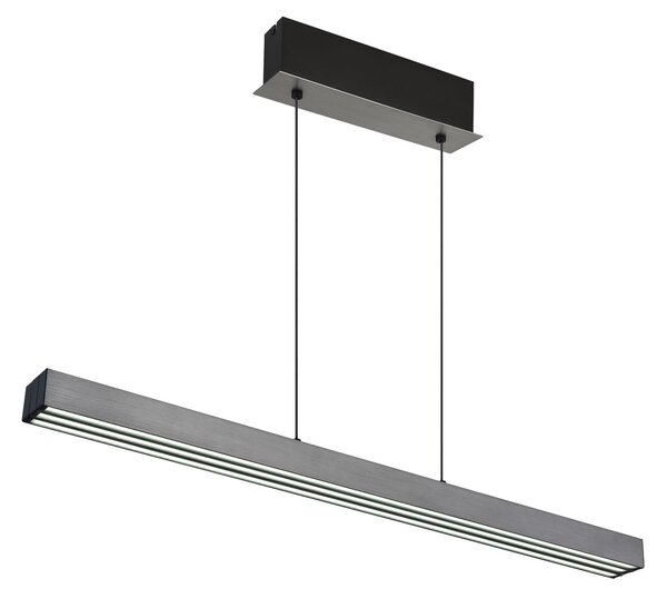Globo Lampă suspendată LED Ethan, gri, metal, 150 cm, extensibilă, reglabil, Gri, Camera de zi / sufragerie, Aluminiu, Modern