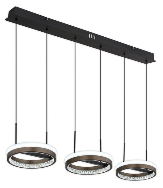 Globo Della Lampă suspendată LED, lungime 82 cm, gri închis, metal, 3 becuri, Gri, Camera de zi / sufragerie, Modern