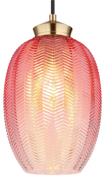 Globo Lampă suspendată Jessica, Ø 18 cm, roșu, sticlă, reglabil, Roșu, Camera de zi / sufragerie, Sticlă