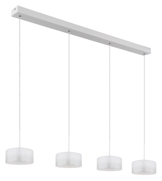 Globo Lampă suspendată LED Belinda, lungime 105 cm, alb, 4 becuri, sticlă, Alb, Camera de zi / sufragerie, Sticlă