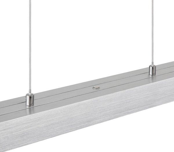 Globo Lampă suspendată LED Ethan, culoare aluminiu, metal, 150 cm, extensibilă, reglabil, Metalic, Camera de zi / sufragerie, Aluminiu, Modern