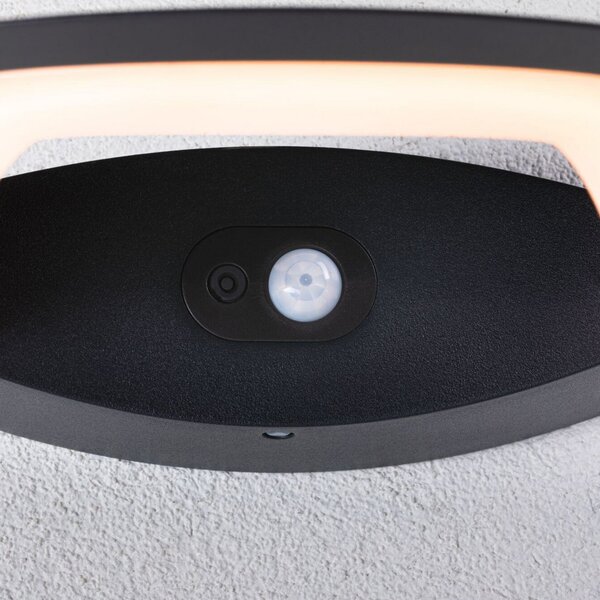 Paulmann LED senzor lampă de perete pentru exterior Akena, 2.200 K, antracit, Negru, Aluminiu, Modern