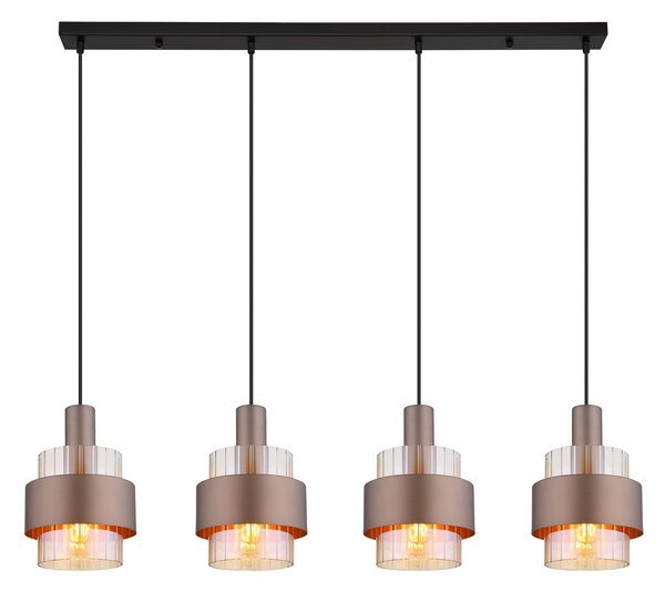 Globo Lampă suspendată Milley, lungime 110 cm, culoare bronz, 4 becuri., reglabil, Bronz / Alamă Veche, Camera de zi / sufragerie, Metal, Modern