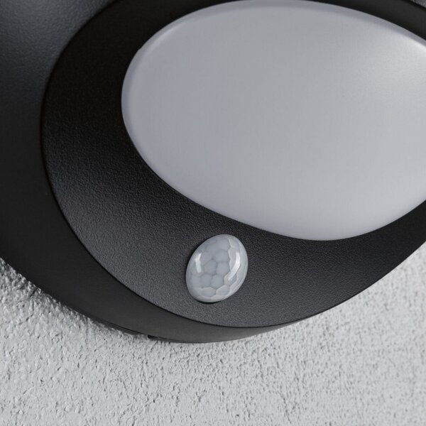 Paulmann LED lampă de perete solară pentru exterior Sorova, senzor, antracit, Negru, Plastic, Modern, Perete rotund