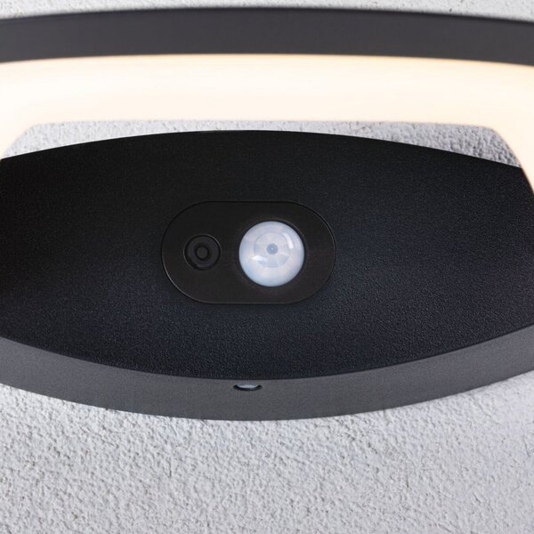 Paulmann LED senzor lampă de perete pentru exterior Akena, 3.000 K, antracit, Negru, Aluminiu, Modern
