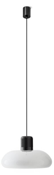 Stilnovo Lampă suspendată LED Trepiù, alb/negru, Ø 40 cm, reglabil, Alb, Camera de zi / sufragerie, Aluminiu, Design