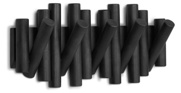 Cuier de perete negru din lemn masiv de pin Picket – Umbra