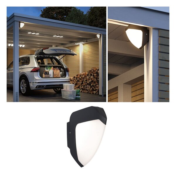 Paulmann Ikosea aplică exterior senzor LED 3.000K, Negru, Plastic, Modern