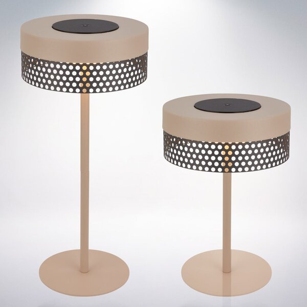 Briloner Lampa de masă cu baterie Booha, bej, metal, IP44, dimabilă, reglabil, Bej, Metal, Modern