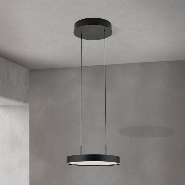 ORION Lampă suspendată LED Teide, negru, 1 bec, metal, 2.700 K, reglabil, Negru, Camera de zi / sufragerie, Aluminiu, Modern