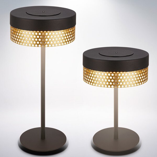 Briloner Lampă de masă cu baterie Booha, negru, metal, IP44, dimabilă, reglabil, Negru, Metal, Modern