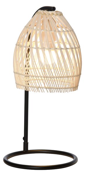 HOMCOM Lampă de Masă din Rattan, Iluminat Ambiental pentru Citit, Stil Vintage, Cuplare E27 Ф20x41cm, Bej | Aosom Romania