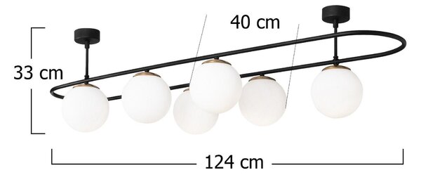 Lustra Sparklight, Negru, 124x40x33 cm