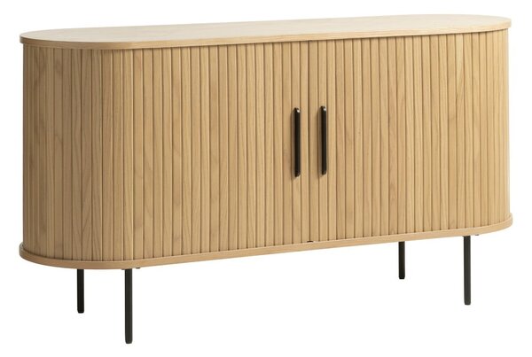 Comodă în culoare naturală joasă cu aspect de lemn de stejar cu ușă glisantă 140x76 cm Nola – Unique Furniture