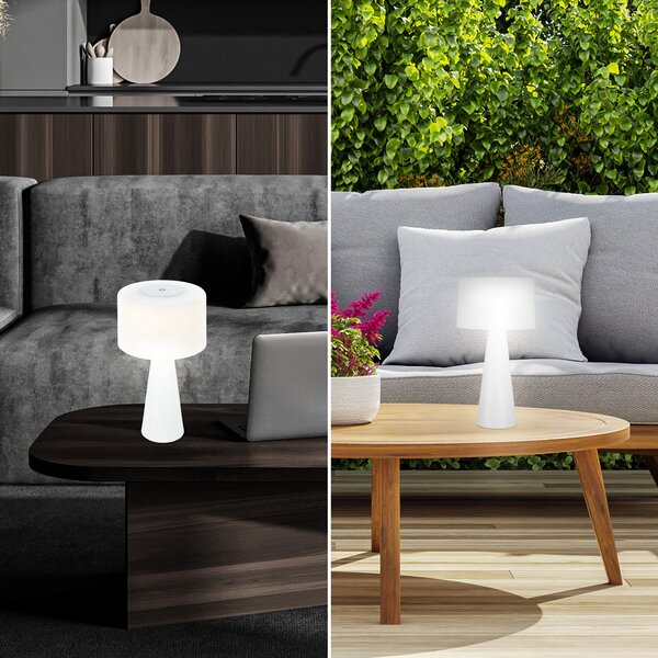 Briloner Lampă de masă LED Halo, alimentată cu baterii, alb, reglabil, Alb, Metal, Modern