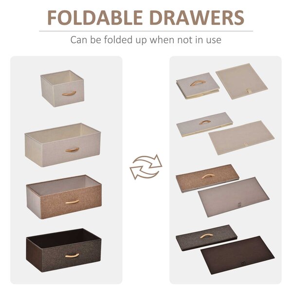 Comoda cu 5 sertare pliante din material textil si raft din MDF, mobilier pentru camera de zi si dormitor, 58x29x99cm, multicolor | Aosom Romania