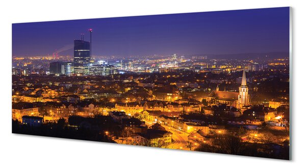 Tablouri pe sticlă Gdańsk panorama orașului noapte