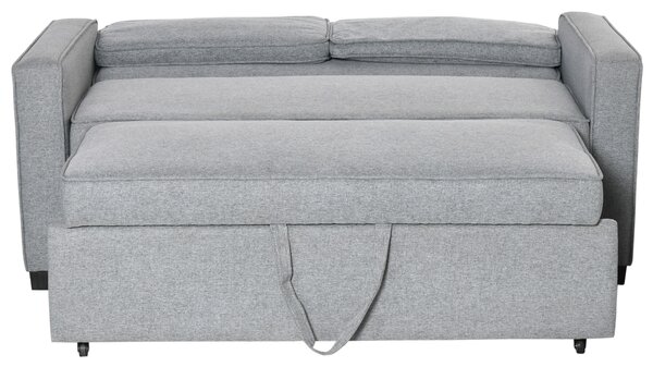 Canapea pat HOMCOM cu tapițerie din material textil, 2 locuri cu spatar reglabil pe 3 niveluri, gri | Aosom Romania