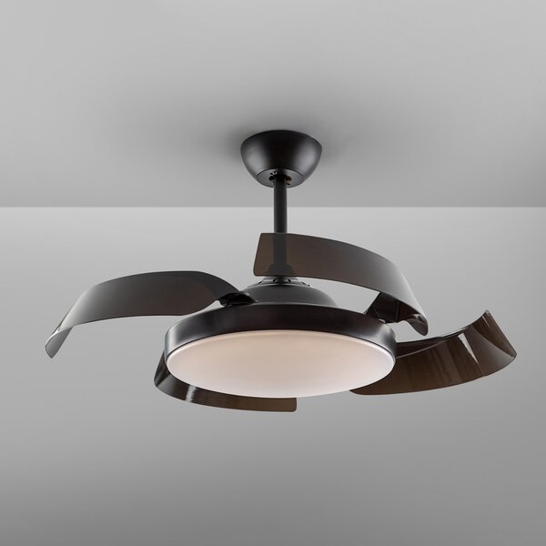 Schuller Valencia Enzo ventilator de tavan LED dimabil, CCT negru, reglabil, Negru, Camera de zi / sufragerie, Metal, Modern