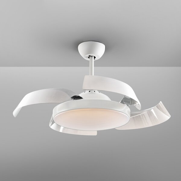 Schuller Valencia Enzo ventilator de tavan LED dimabil, CCT alb, reglabil, Alb, Camera de zi / sufragerie, Metal, Modern