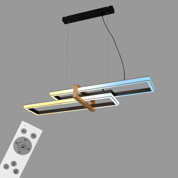 Briloner Lampă suspendată LED 4768015 CCT cu telecomandă, reglabil, Negru, Camera de zi / sufragerie, Metal, Modern