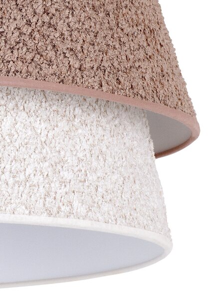 Euluna Lampă suspendată Boucle, Ø 50 cm, cappucchino/ecru, reglabil, Maro / Rugină, Camera de zi / sufragerie, Țesătură / Textil