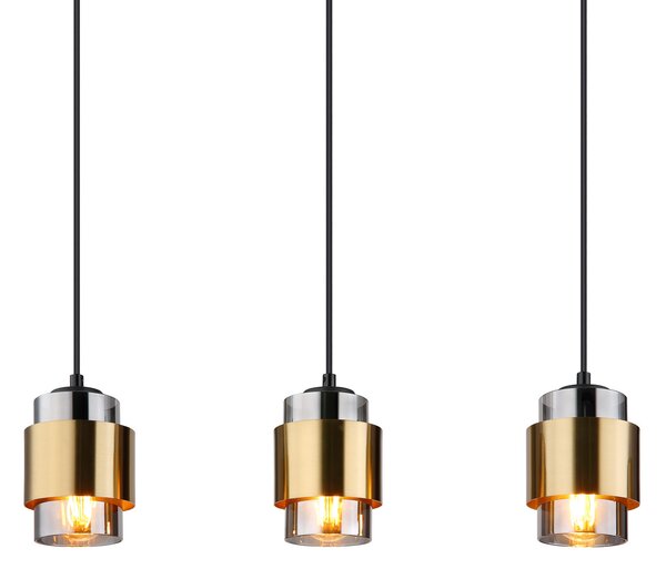 Globo Lampă suspendată Milley, lungime 105 cm, culoare alamă, 5 becuri., reglabil, Auriu / Alamă, Camera de zi / sufragerie, Metal, Modern
