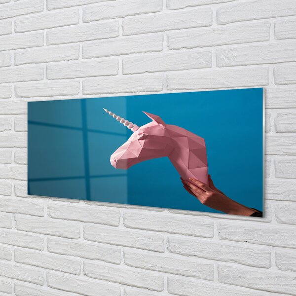 Panouri de sticlă origami unicorn roz