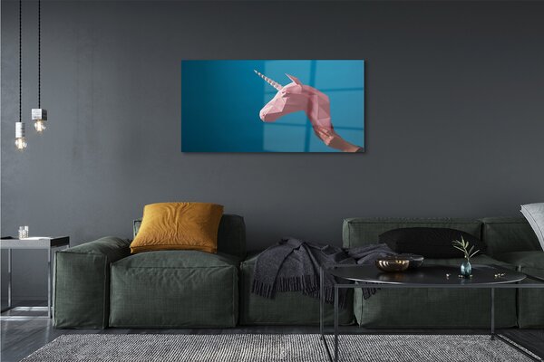 Tablouri pe sticlă origami unicorn roz