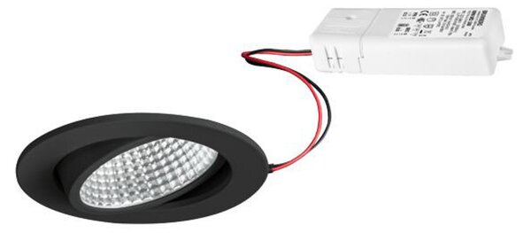 BRUMBERG Kerby-R spot LED încastrat, 3.000K, negru, reglabil, Negru, Camera de zi / sufragerie, Aluminiu, Corpuri de iluminat încastrate rotunde