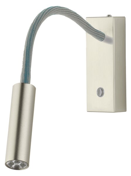 Busch Aplică de perete Rocco LED, nichel mat Flexarm gri, Metalic, Camera de zi / sufragerie, Aluminiu, Modern, Soclu de perete jos