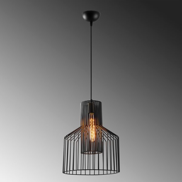Opviq Lampă suspendată Atos 2851 1 bec Ø30cm negru, reglabil, Negru, Camera de zi / sufragerie, Metal, Modern