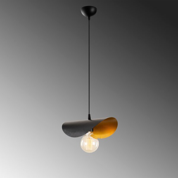 Opviq Lampă suspendată Sivani MR-830 1 bec negru / auriu, reglabil, Negru, Camera de zi / sufragerie, Metal, Modern