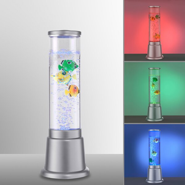 JUST LIGHT. GmbH Coloană de apă Ava cu LED-uri și pești, înălțime 36cm, Transparent, Camera de zi / sufragerie, Plastic, Modern